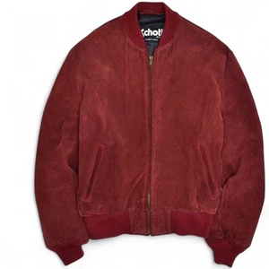 Vintage Schott USA Suede Leather Bomber Jacket Men’s Size 36 Red Made in USA - Picture 1 of 3