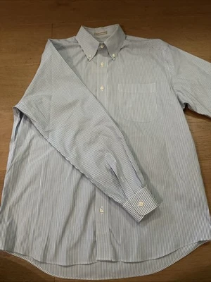 Eddie Bauer Men’s Long Sleeve Button Up Shirt Medium Blue And White Stripe - Image 1 of 4