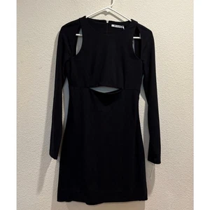 T by Alexander Wang NWT Black Moyen Long Sleeve Cut Out Mini Dress Size M - Picture 1 of 5