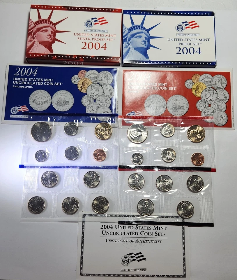 Lot of 3 - 2004 US Silver Proof & Regular Proof and Uncirculated Sets - Image 1 of 1