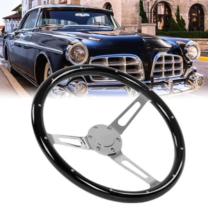 380mm 15in Classic Steering Wheel Assembly Walnut Grip 3 Spoke Riveted 6 Hole AU - Picture 1 of 12