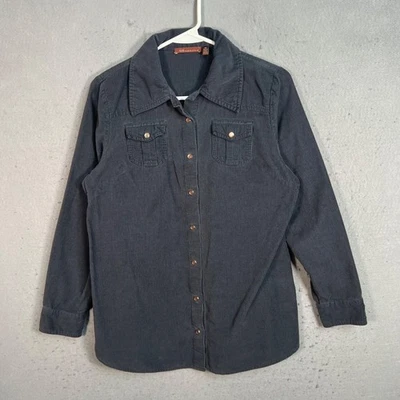 Camisa con botones de pana negra manga larga 525 America para mujer Foto 1 de 4