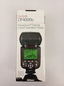 Flash SUNPAK DF4000u PowerZoom para cámaras Nikon/Canon DSLR nuevo caja abierta - Imagen 1 de 11