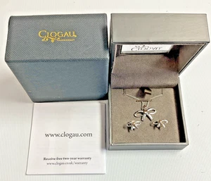 Clogau Silver Necklace and Earrings Ribbon Design Boxed Welsh - Picture 1 of 5