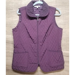 Talbots Damen Gr. M pflaume lila gesteppte Weste mit durchgehendem Reißverschluss Taschen - Bild 1 von 7