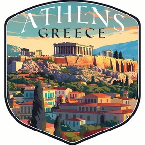 Athens Greece Acropolis Cityscape Design Souvenir Vinyl Decal Sticker - Afbeelding 1 van 4
