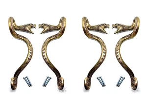 4 very heavy small curly snake SOLID brass 7" inch 18 cm cast hand made grab Old - Picture 1 of 16