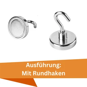 Neodym Magnethaken Ø 25/32 mm – Topfmagnet M4/M5 Gewinde – 24–37 kg stark - Bild 1 von 7