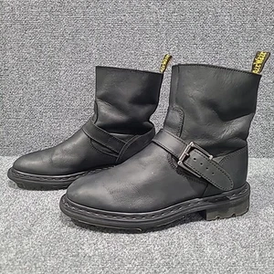 Dr. Doc Martens Slip On Meg Black Biker Boots Buckle 14797001 Unisex US L 9/M 8 - Picture 1 of 14