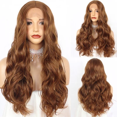 Mujeres Moda Peluca Sintética Cabello Encaje Frontal Largo Ondulado Rubio Pelucas Completas Capas  Foto 1 de 4