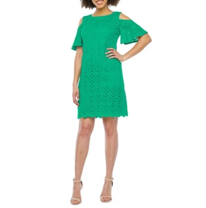 Ronni Nicole Short Sleeve Cold-Shoulder Medallion Lace Shift Dress E11 - Picture 1 of 5