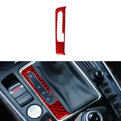 Cubierta de cuadro de cambio de marchas interior de fibra de carbono rojo para Audi Q5 2009-2017 Foto 1 de 4