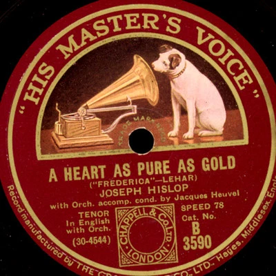 JOSEPH HISLOP -TENOR- "Frederica" A Heart as pure as Gold / Maiden 78rpm S5820 - Bild 1 von 2