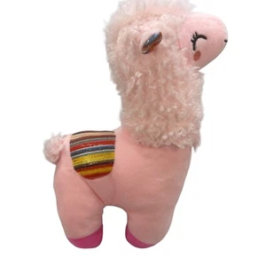 Rosa Lama Alpaka Plüschtier ohne Etikett 9 Zoll bestickte Augen Mund - Bild 1 von 12