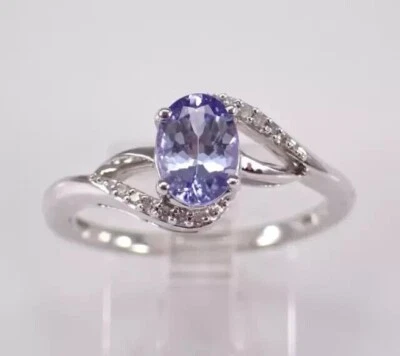 3 Ct Oval Cut Simulated Blue Tanzanite Engagement Ring In 14k White Gold Plated - Image 1 of 4