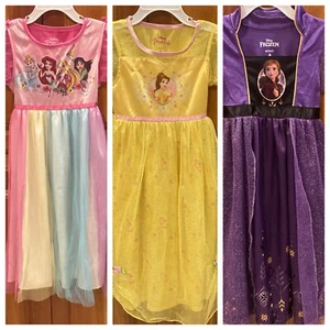 READ Disney Princess Girls Size 4 Dresses Nightgowns Lot Belle Frozen Anna - Picture 1 of 24
