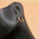 14K Yellow Gold Luxury Redstone Hoop Earrings / 1.3gr
