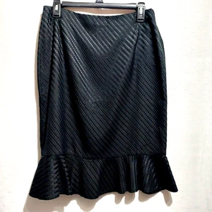 Maggy London Womens Size 10 Black Trumpet Skirt Back Zipper Lined Silk Blend - Picture 1 of 5