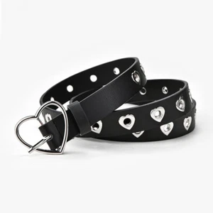 New Heart Buckle Decorative Stylish Belt – Heart-Shaped Grommet Cutouts for Jean - Picture 1 of 9