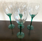 set of 4 GLASS Swirl GREEN Stem Tulip Wine Glasses + BONUS 2 champagne flutes VF
