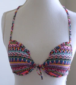 NWOT Womens' Victoria's Secret Bikini Bathing Suit Top, Geometric Print Size 32B - Picture 1 of 10