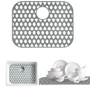 Silicone Sink Mats for Kitchen Large Rear Drain Farmhouse Sink Protectors - Picture 1 of 9