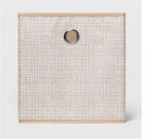 Room Essentials™ ~ 11" Storage Bin ~ Polyester Cube ~ Tan ~ Cross Hatch Pattern - Picture 1 of 5