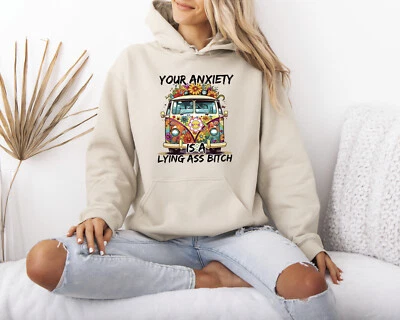 Sudadera con capucha temática de salud mental para mujer ansiedad cita motivacional colorida floral Foto 1 de 4