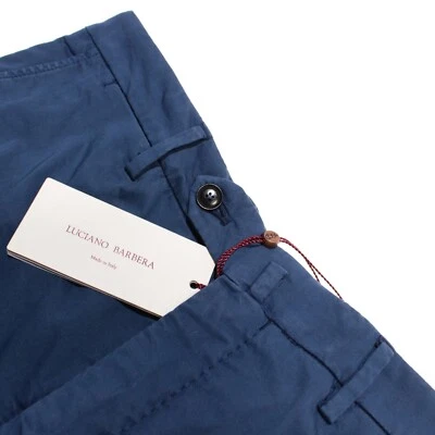Pantalones chinos/informales Luciano Barbera nuevos con etiquetas talla 48 32 EE. UU. en algodón azul liso Foto 1 de 4