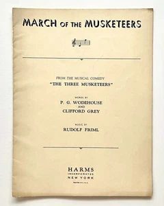 1928 March Of Three Musketeers Vintage Sheet Music Piano Vocal Musical Comedy - Picture 1 of 4