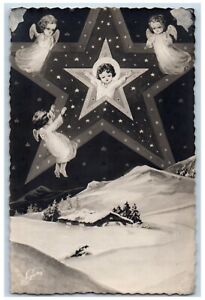 France Postcard RPPC Photo Angels Winter US Army Postal Service RPO Soldier Mail