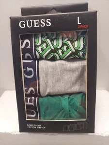 Men's Guess  Boxer Trunks Green/ Gray Large - Picture 1 of 3