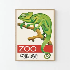 The Zoo Chameleon LondonVintage Travel Poster Fine Art Print | Home Decor - Picture 1 of 6