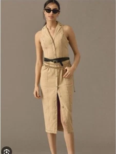Anthropologie Sleeveless MIDI Shirt Dress Khaki Size 2 New - Picture 1 of 6