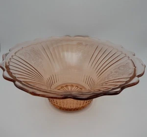 Mayfair Pink Depression Glass Sweetheart Open Rose Bowl 12 pulgadas - Imagen 1 de 6