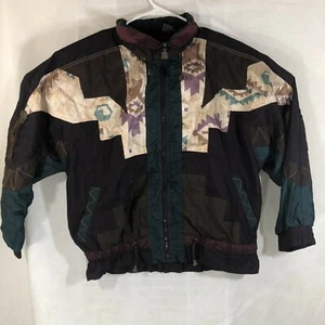 VTG 80'S ACTIVE STUFF WOMENS TRIBAL PRINT JACKET SIZE LARGE Tassels - Picture 1 of 12