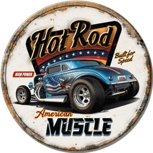 Hot Rod Metal Sign American Muscle Vintage Car Garage Wall Decor Retro Auto Art - Picture 1 of 4