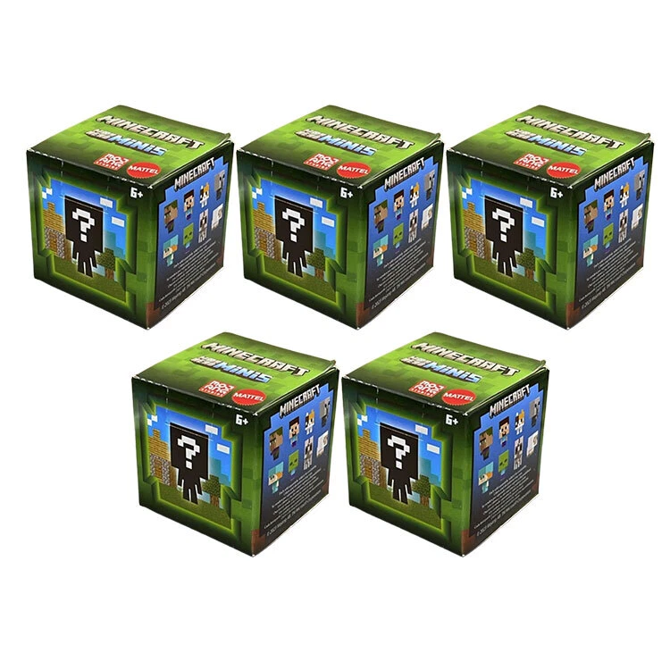 Mattel - Minecraft Mob Head Boxed Mini Figures - BLIND BOXES [5 Pack Lot] - New - Image 1 of 1