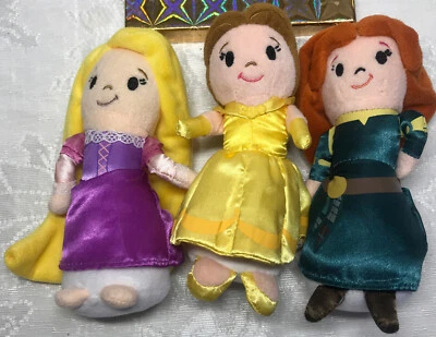 Just Play Disney Princess Style Mini 6” BeanPlush Lot of 3 Belle Merida Rapunzel - Image 1 of 4