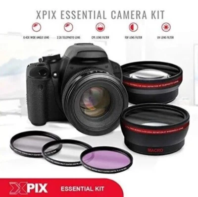 Xpix 58mm 2.2X Telephoto & .43x Wide-Angle Lens + 3PC Filter Set Essential - Image 1 of 4