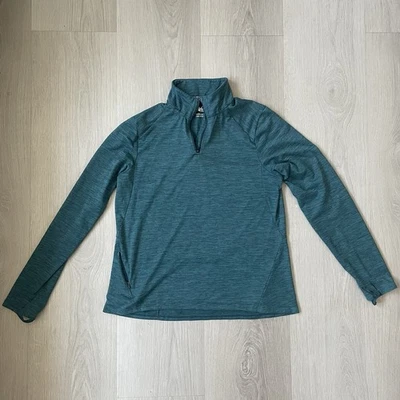 REI CO-OP WOMAN ACTIVE PURSUITS QUARTER-ZIP FJORD GREEN PULLOVER SIZE MEDIUM - Image 1 of 4