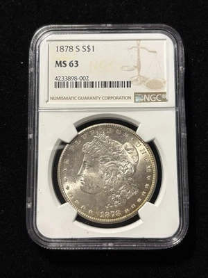 Dólar de plata Morgan 1878-S $1 graduación profesional MS63 - Artículo #831 Foto 1 de 4
