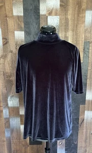 Ann Taylor LOFT Blue Velvet Mock Turtleneck Top Sz S Short Sleeve Stretch Party - Picture 1 of 15