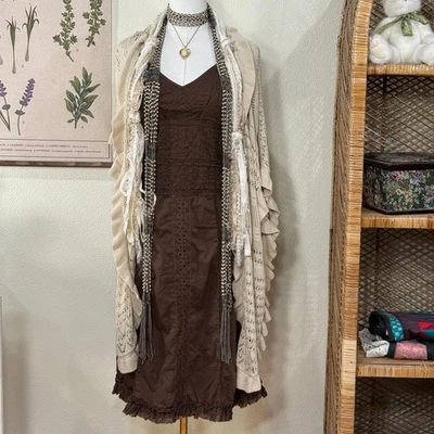 Vestido Babydoll Y2k Volantes Encaje Corbata Correa Mori Kei Bosque Hada Grunge Dolly S 6 Foto 1 de 4