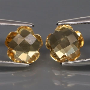 Forma de Flor 8x8mm. Real 100% Natural Amarillo Citrino Brasil Limpio 2 Piezas/3.70Ct. - Imagen 1 de 6