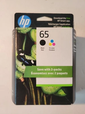 HP 65 2 pack Black Tricolor Original Ink Cartridges T0A36AN Exp 5/25 - Image 1 of 4