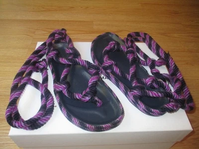 $580 Isabel Marant Erol Rope Flat Ankle Strap Thong Sandals Purple 36 US 6 NIB - Image 1 of 4