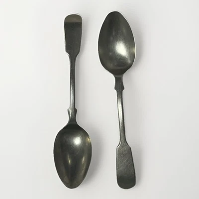 2 Antique Victorian Daniel & Arter Nickel Silver Fiddle Style Spoons - Image 1 of 4