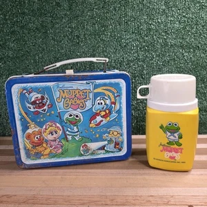 Vintage 1985 Jim Henson's Muppet Babies Metal Lunch Box Tin With Thermos Kermit - Picture 1 of 11