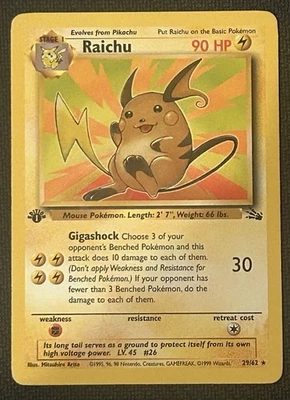 Raichu Fossil 29/62 WotC Vintage Non Holo Rare  - Kabuto 50/62 1ST Edition - Image 1 of 4